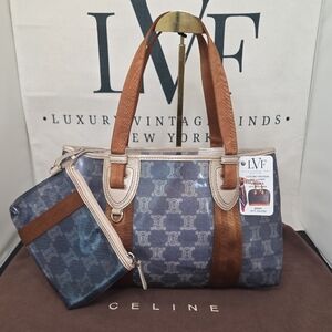 Celine Macadam Triomphe tote PVC/Leather& Pochette Early 2000s excellent cond